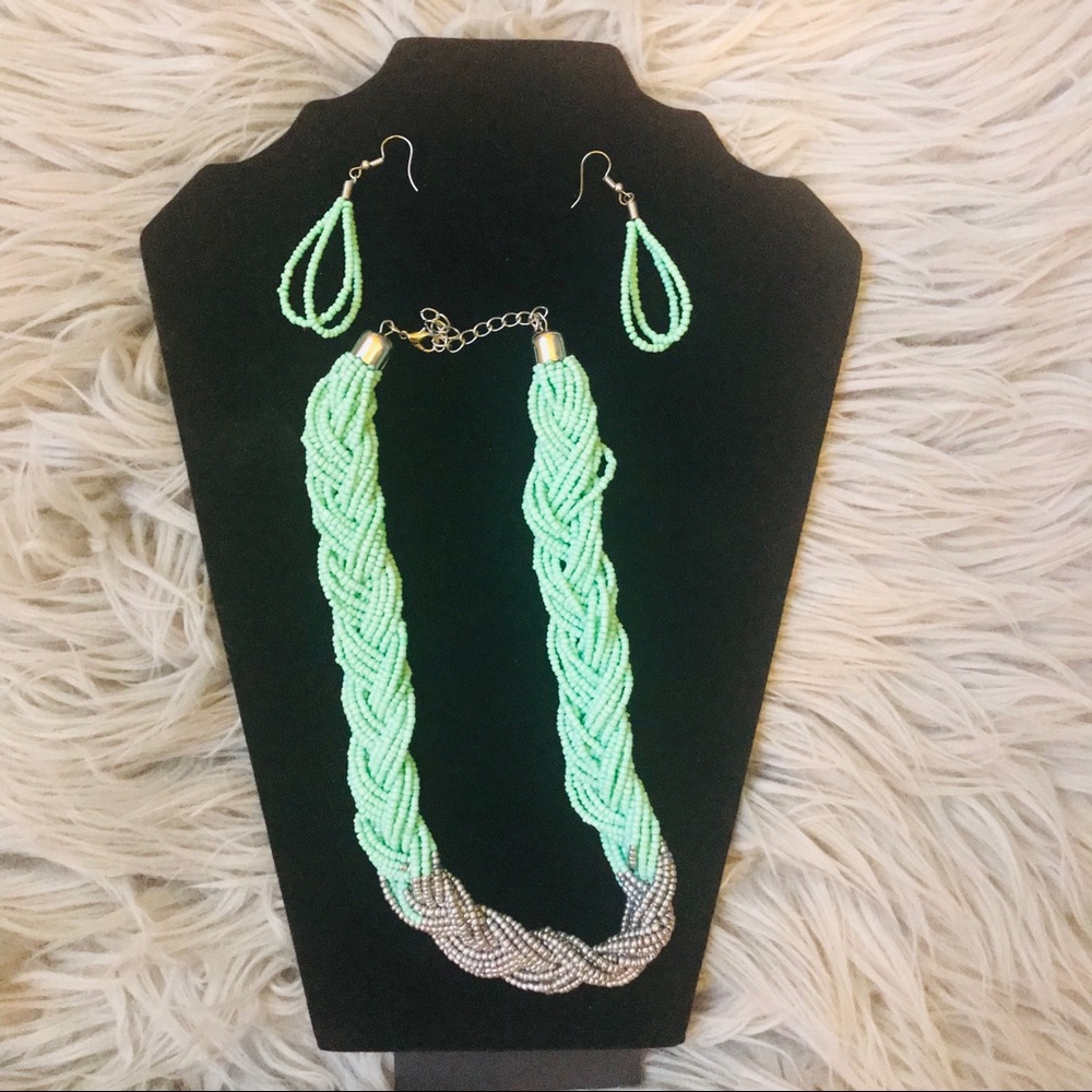 Teal Necklace and Matching Earrings